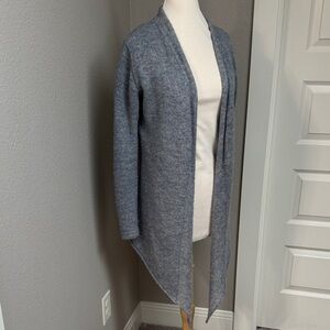 Peruvian Connection alpaca open waterfall cardigan sweater blue medium